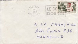 BOUAR OUBANGUI AFRIQUE COLONIE FRANÇAISE LETTRE PAR AVION VIA FRANCE LIEUTENANT GOUVERNEUR CUREAU TIMBRE CAD MARCOPHILIE - Lettres & Documents