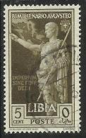 COLONIE ITALIANE LIBIA 1938 AUGUSTO CENT. 5 USED USATO - Italienisch Ost-Afrika