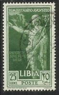 COLONIE ITALIANE LIBIA 1938 AUGUSTO CENT. 25 USED USATO - Afrique Orientale Italienne