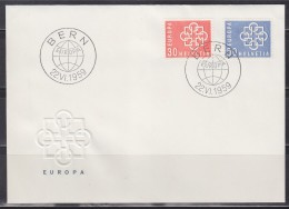 = Enveloppe 1er Jour Europa Suisse Bern 22.VI.1959 N°630 Et 631 - 1959