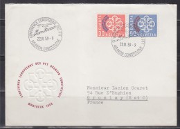 = Enveloppe Europa Suisse Montreux 22.VI.1959 N°632 Et 633 Conférence Européenne Des PTT Réunion Constitutive - 1959