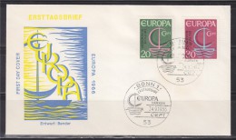 = Enveloppe 1er Jour Europa Allemagne N°376 Et 377, Bonn 24.9.66 Deutsche Bundespost - 1966