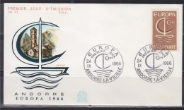 = Enveloppe 1er Jour Europa Andorre N°178 Andorre La Vieille 24.9.66 Timbre Andorre Français - 1966