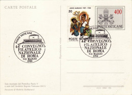 CITTA´ DEL VATICANO  - 44 CONVEGNO FILATELICO DI ROMA   /   Card _ Cartolina Da Lire 400 + 50 - Storia Postale