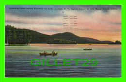 LAKE GEORGE, NY - CANOEING NEAR BOLTON LANDING - GREEN ISLAND AT LEFT, DOME ISLAND CENTER - - Lake George