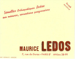 1 Buvard : Semelles Orthopédiques Ledos, Sur Mesures, Corrections....Maurice LEDOS 7, Rue De Duras Paris 8e - Shoes