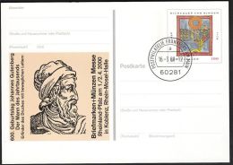 Germany 2000, Illustrated Postal Stationery "Johannes Gutenberg" W./postmark "Frankfurt", Ref.bbzg - Cartes Postales Illustrées - Oblitérées