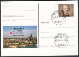 Germany 1994, Illustrated Postal Stationery "Philatelic Exhibition In Koln" W./postmark "Frankfurt", Ref.bbzg - Cartes Postales Illustrées - Oblitérées