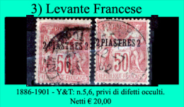 Levante-Francese-03 - 1886-1901 - Y&T: N. 5, 6, - Privi Di Difetti Occulti - - Gebruikt