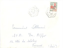 2692 St LO Manche Lettre 0,30F Coq Decaris 1331A   11 8 66  CP N° 25  Hexagone Pointillé Agence Postale F7 - Storia Postale