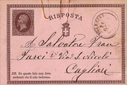 INTERO REGNO VITTORIO EMANUELE II 15+R C 1875 RISPOSTA IGLESIAS X CAGLIARI - Interi Postali