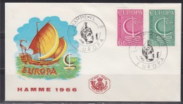 = Enveloppe 1er Jour Europa Belgique N°1389 & 1390 HAMME-VL 24.9.66 ( Belgié) - 1966