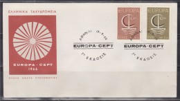 Enveloppe 1er Jour Europa Grèce N°897 & 898 Le 19.9.66 - 1966