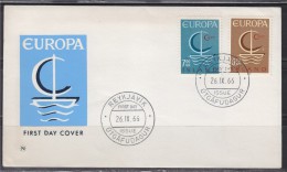 Enveloppe 1er Jour Europa Islande N°359 & 360 Le 26.9.66 (Island) - 1966