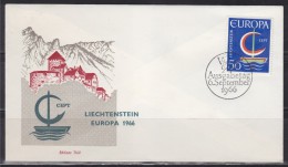 = Enveloppe 1er Jour Europa Liechtenstein N°417 Le 6.9.66 - 1966