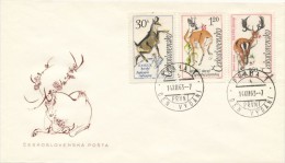 Czechoslovakia / First Day Cover (1963/26 A), Praha 1 (b) - Theme: 0,30 CSK Chamois; 1,20 CSK Deer; 1,60 CSK Fallow-deer - Légumes