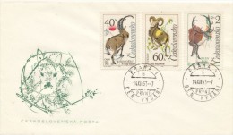 Czechoslovakia / First Day Cover (1963/26 B), Praha 1 (b) - Theme: 0,40 CSK Ibex, 0,60 CSK Mouflon, 2,00 CSK Deer - Légumes