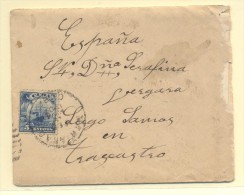 CARTA FIRMIZA SANTIAGO DE CUBA A LUGO FRANQUEO DE CUBA 5 CENTAVOS Nº 145 MATº CON FECHADOR  MARIANA - Briefe U. Dokumente