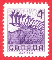Canada #  360 - 4 Cents - Mint N/H - Dated  1956 - Caribou / Caribou - Ongebruikt