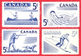Canada #  365 To 368 (set Of 4) - 5 Cents - Mint N/H - Dated  1957 - Sports / Sports - Ongebruikt