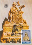 4658- PLOIESTI CLOCK MUSEUM, FRENCH 19TH CENTURY TABLE CLOCK, CARTES MAXIMUM, 1990, ROMANIA - Horlogerie