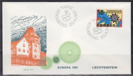 = Enveloppe 1er Jour Europa Liechtenstein N°425  Le 20.4.1967 - 1967