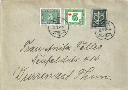 Brief  Zug - Thun  (Mischfrankatur)        1945 - Lettres & Documents