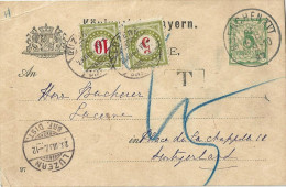 Taxierte PK  "Königreich Bayern"  München - Luzern             1897 - Postage Due