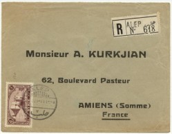 N°170 Sur Lettre De Alep Du 8/10/29 Pour Amiens (France) - Briefe U. Dokumente