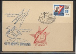 RUSSIA USSR Private Envelope LITHUANIA VILNIUS VNO-klub-053 Space Exploration Vostok-3 Vostok-4 Anniversary - Local & Private