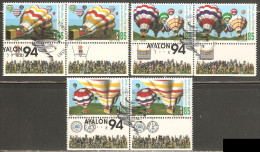 Israel 1994 Mi# 1304-1306 Used - Pairs - With Tabs - Hot Air Ballooning - Usati (con Tab)