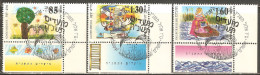 Israel 1994 Mi# 1310-1312 Used - With Tabs - Children’s Drawings Of Bible Stories - Oblitérés (avec Tabs)