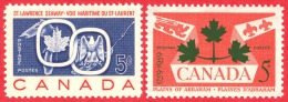 Canada #  387 & 388 - 5 Cents - Mint N/H - Dated  1959 - St-Lawrence Seaway & Emblems / Voie Maritime Du St-Laur - Ongebruikt