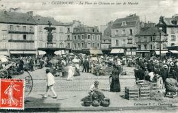 N°40310 -cpa Cherbourg -la Place Du Château Un Jour De Marché- - Marchés