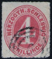 9 Bredstedt Auf 4 Shillinge Rot - Schleswig Holstein Nr. 3 - Pracht - Geprüft BPP - Schleswig-Holstein