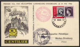 LUXEMBOURG - CENTILUX - HELICOPTERE / 1952 CARTE POSTALE NUMEROTEE / 2 IMAGES (ref 5897) - Storia Postale