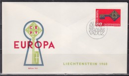 = Enveloppe 1er Jour Europa Liechtenstein N°446 Le 25.4.1968 - 1968