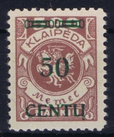 Deutschland Memel 1923 Mi Nr 173 B I   MNH/**  Cat Value  250 Euro - Memelgebiet 1923