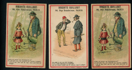 Biscuits Guillout, Rue Rambuteau, Lot De 3 Chromos Lith. J. Minot, Personnages, Scènes Humoristiques, Voir Scans - Other & Unclassified