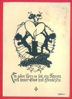 154820 / Germany  Art Georg Plischke -  Silhouette POEM ANGEL TREE Candles And Candlestick HEART - USED DDR Germany - Silhouetkaarten