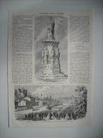 GRAVURE 1862. INAUGURATION DU CHEMIN DE FER DE TROYES A BAR-SUR-SEINE. STATUE DE CAMOENS, A LISBONE, PORTUGAL. EXPLICATI - Prints & Engravings
