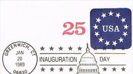 STATI UNITI (U.S.A.)  - INTERO POSTALE - 1989  INAUGURATION DAY, GREENWICH CT JAN 20 1989   - RIF.1065 - 1981-00