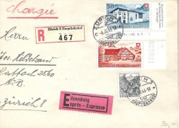 Schweiz Suisse 1946: Express-R-Brief Mit Zu 32-33 Mi 473-474 Yv 430-431 Mit ⊙ ZÜRICH 6.VIII.46 (Zu CHF 32.00) ATTENTION - Brieven En Documenten