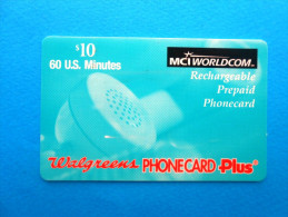 MCI Inc. WORLDCOM - Walgreens - $10 - 60 U.S. Minutes ( Usa Prepaid Card ) GSM Remote Prepayee Carte - Otros & Sin Clasificación