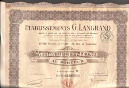 Actions-100 Francs - Etablissements G. LANGRAND - - J - L