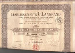 Actions-100 Francs - Etablissements G. LANGRAND - - J - L