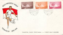 INDONESIE. N°167-9 De 1958 Sur Enveloppe 1er Jour (FDC). Badminton. - Badminton