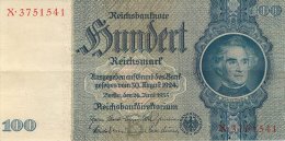 BILLET DE 100 REICHSMARK 24 JUIN 1935 SERIE X - 100 Reichsmark