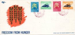 INDONESIE. N°326-9 De 1963 Sur Enveloppe 1er Jour (FDC). Campagne Mondiale Contre La Faim/Tracteur. - Contra El Hambre