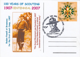 4764- SCOUTS, SCUTISME, ROBERT BADEN POWELL, SPECIAL POSTCARD , 2007, ROMANIA - Brieven En Documenten